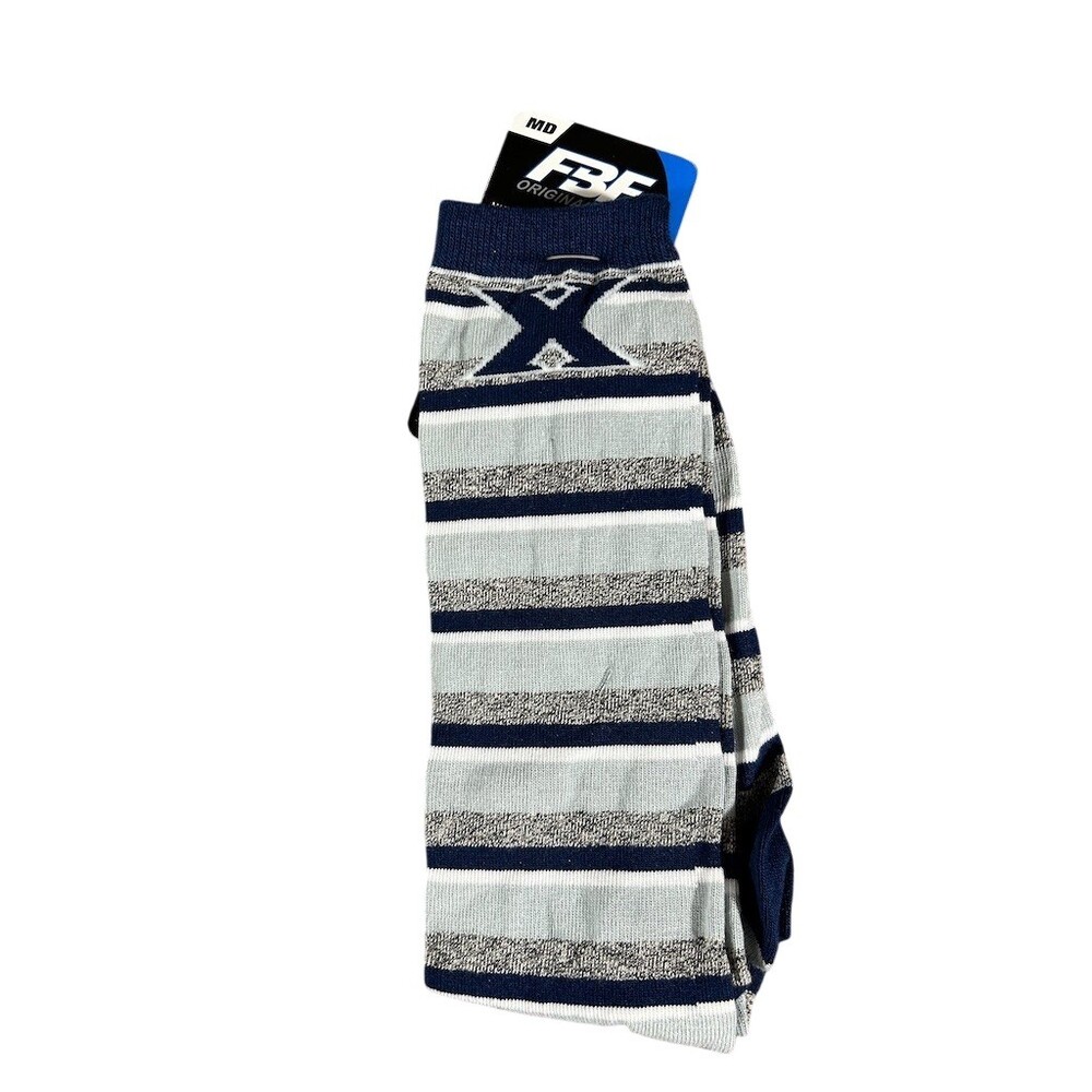 Xavier Musketeers For Bare Feet Knee High Socks Striped Navy Gray White M